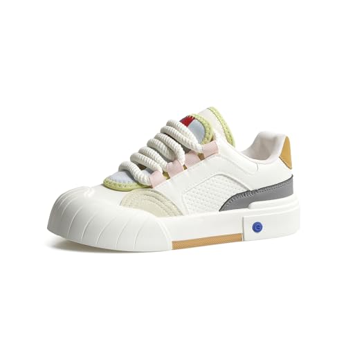 Damen Leichte Turnschuhe Trendige Colorblock Schnürung Freizeitschuhe Atmungsaktive Tennisschuhe 01 Beige EU 40 von Bailey Xingqi