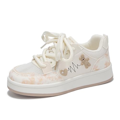 Damen Sportschuhe mit Mesh Obermaterial Weiche Plateausohle Atmungsaktive Laufschuhe für Alltag und Reise Gebrochenes Weiß EU 37 von Bailey Xingqi