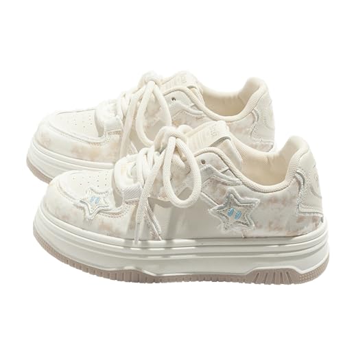 Damen Walking Turnschuhe Mode Chunky Star Schuhe Niedliche Y2K Sneakers Für Jeden Tag 2910 Beige EU 37 von Bailey Xingqi
