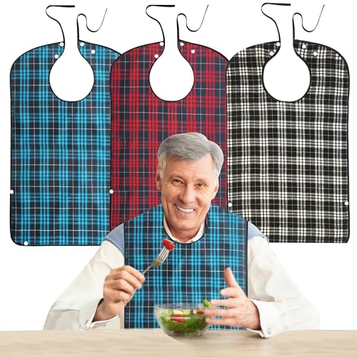 Baimuni Lätzchen, 3 Stück Wasserdicht Erwachsenen Lätzchen, Schlabberlatz mit Druckknöpfen & Kleidungsschutz Latz, Waschbarer Essensschutz für Männer Frauen Ältere Menschen Behinderte Baimuni Lätzchen, 3 Stück Wasserdicht Erwachsenen Lätzchen, Schlabberlatz mit Druckknöpfen & Kleidungsschutz Latz, Waschbarer Essensschutz für Männer Frauen Ältere Menschen Behinderte von Baimuni