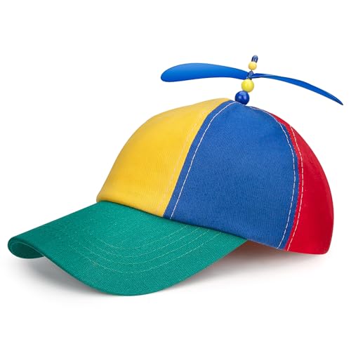 Propeller Mütze, Bunte Patchwork Hut Helikopter Kappe, Größenverstellbar Lustige Hubschraubermütze, Baseball Cap für Erwachsene Kinder, Party, Karneval & Fasching von Baimuni
