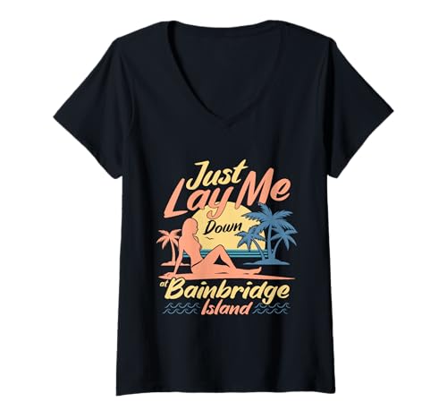 Damen Der Washingtoner Urlaubstourist hat Mich auf Bainbridge Island gebracht T-Shirt mit V-Ausschnitt Damen Der Washingtoner Urlaubstourist hat Mich auf Bainbridge Island gebracht T-Shirt mit V-Ausschnitt von Bainbridge Island Graphic For Washington Vacay