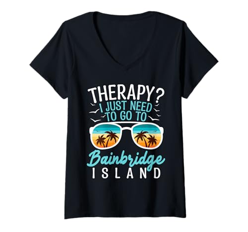 Damen Palmentherapie für Liebhaber von Bainbridge Island Bainbridge Island T-Shirt mit V-Ausschnitt von Bainbridge Island Graphic For Washington Vacay