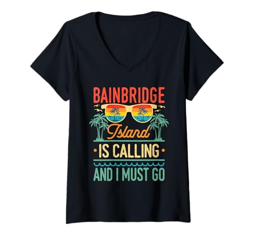 Damen Reisen Sommerurlaub Pickleball Bainbridge Island T-Shirt mit V-Ausschnitt Damen Reisen Sommerurlaub Pickleball Bainbridge Island T-Shirt mit V-Ausschnitt von Bainbridge Island Graphic For Washington Vacay