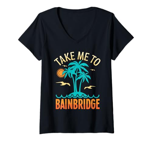 Damen Urlaub auf Bainbridge Island Bring Mich zu Bainbridge Island T-Shirt mit V-Ausschnitt Damen Urlaub auf Bainbridge Island Bring Mich zu Bainbridge Island T-Shirt mit V-Ausschnitt von Bainbridge Island Graphic For Washington Vacay