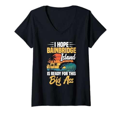 Damen Die Washington-Urlaubspalme ist bereit für Bainbridge Island T-Shirt mit V-Ausschnitt Damen Die Washington-Urlaubspalme ist bereit für Bainbridge Island T-Shirt mit V-Ausschnitt von Bainbridge Island Outfit For Summer Vacation