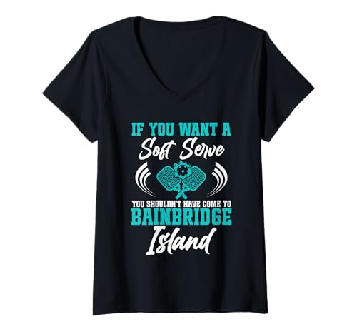 Damen Pickleballspieler, Softserve, von Bainbridge Island Souvenirs T-Shirt mit V-Ausschnitt Damen Pickleballspieler, Softserve, von Bainbridge Island Souvenirs T-Shirt mit V-Ausschnitt von Bainbridge Island Outfit For Summer Vacation