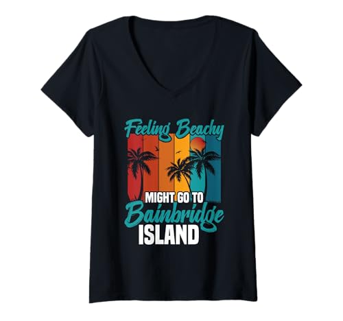 Damen Vacay Tourist Urlaub Reisen Beachy Bainbridge Island T-Shirt mit V-Ausschnitt Damen Vacay Tourist Urlaub Reisen Beachy Bainbridge Island T-Shirt mit V-Ausschnitt von Bainbridge Island Outfit For Summer Vacation