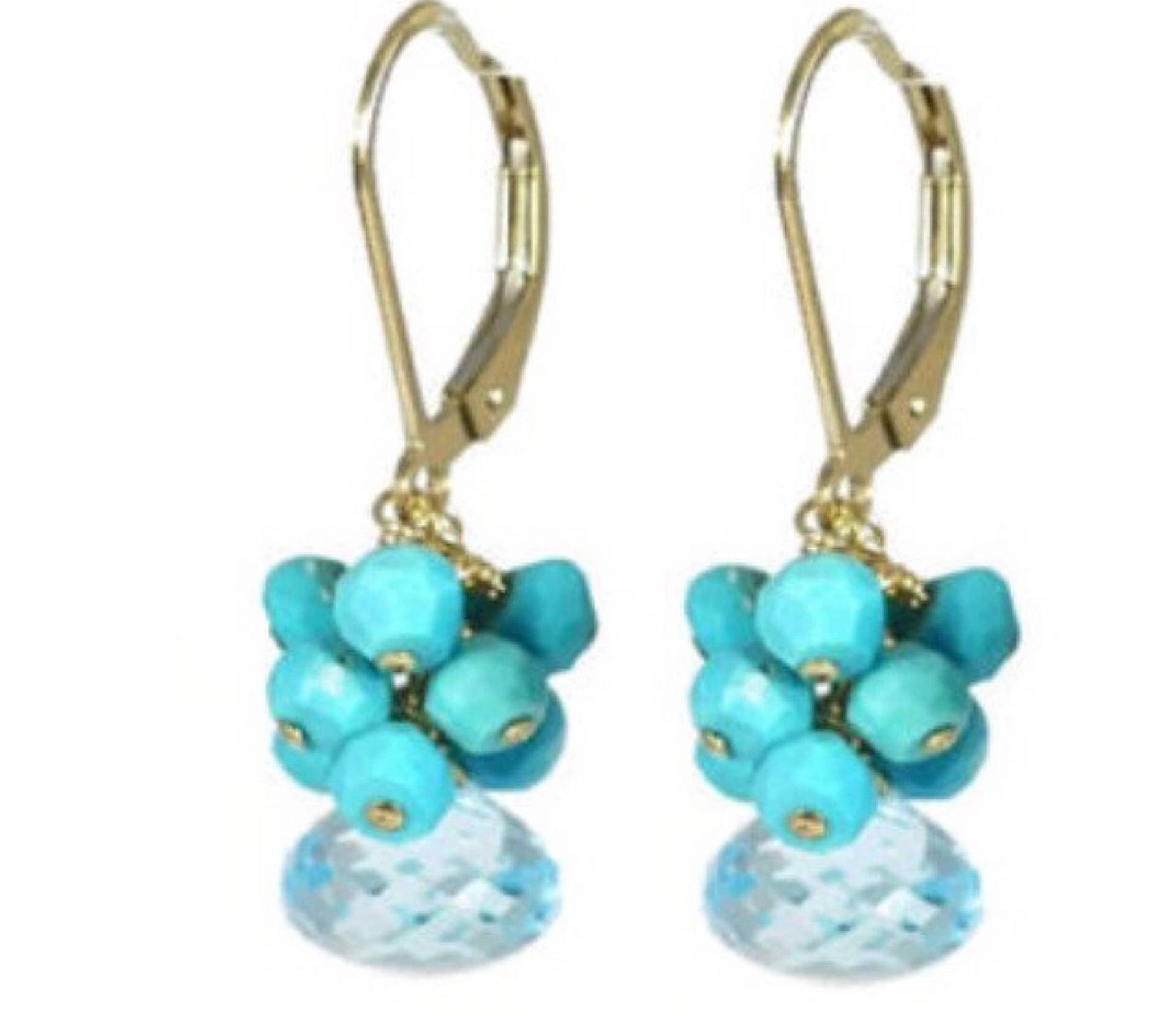 Blau Quarz Und Türkis Fransen Ohrringe Blau Quarz Und Türkis Fransen Ohrringe von BainbridgeGems