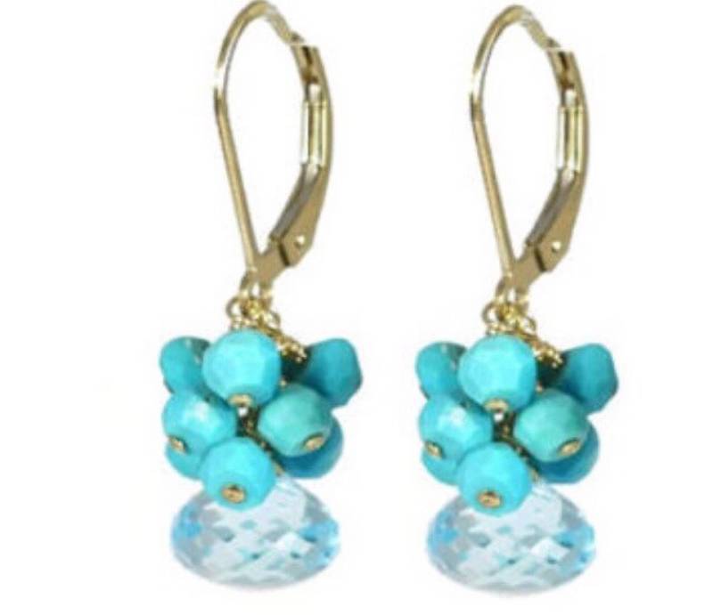 Blau Quarz Und Türkis Fransen Ohrringe Blau Quarz Und Türkis Fransen Ohrringe von BainbridgeGems