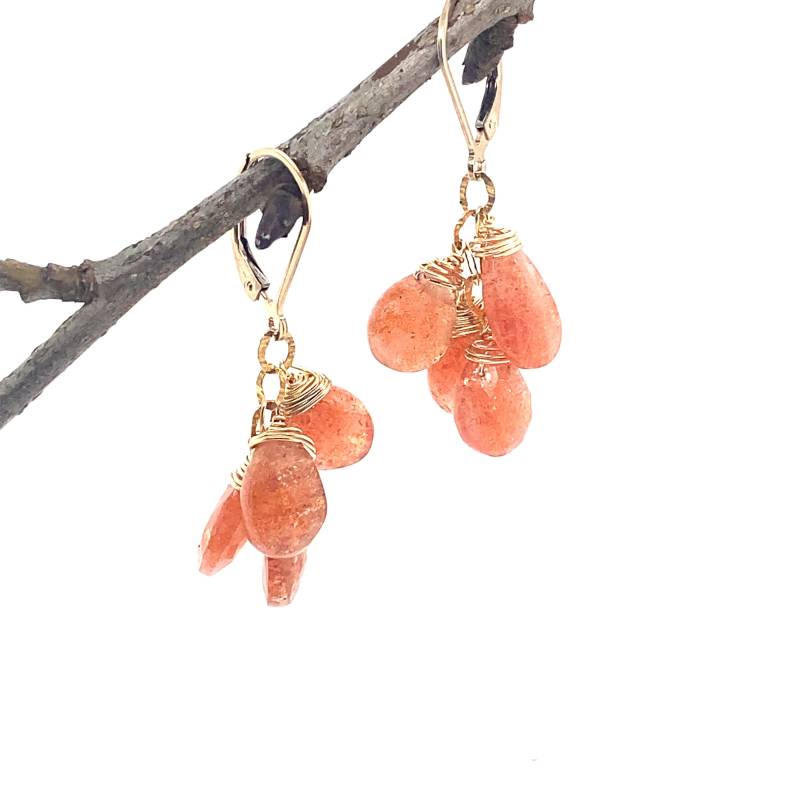 Sonnenstein Ohrhänger Gold Vermeil Oder Sterling Silber von BainbridgeGems