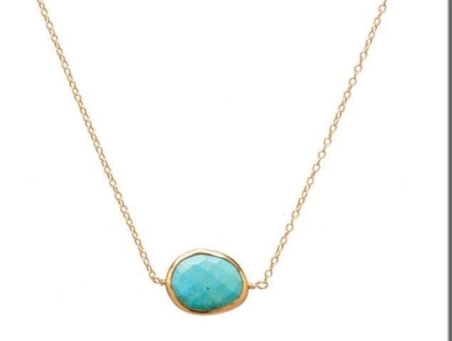 Türkis Edelstein Scheibe Schlichte Gold Vermeil Kette Türkis Edelstein Scheibe Schlichte Gold Vermeil Kette von BainbridgeGems
