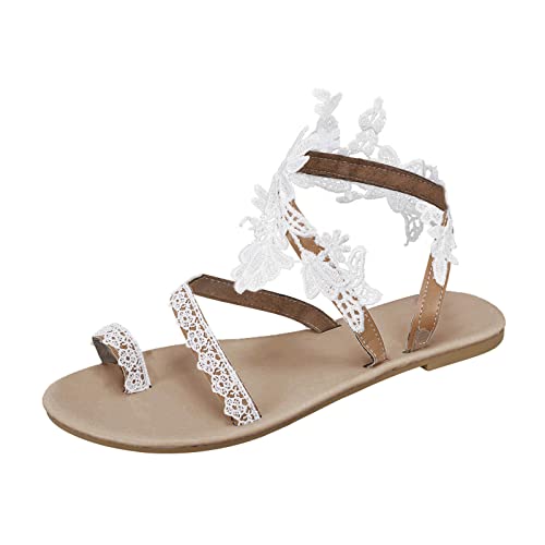 Baiomawzh Riemchensandalen Damen Orthopädische Sommer Schuhe Elegant Sommer Sandalen Sandalen Glitzer Sommerschuhe Elegant Und Bequem Weisse Sandalen Weiss Orthopädische Schuhe von Baiomawzh