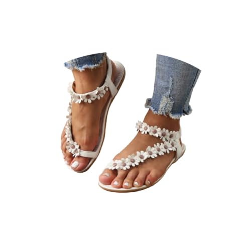 Baiomawzh Sandalen Breite Füße Damen Orthopädische Sommer Sandalen Weiss Damen Schuhe Sommer Schuhe Braun Sandaletten Bequem Weisse Sandalen Schicke Orthopädische Schuhe von Baiomawzh