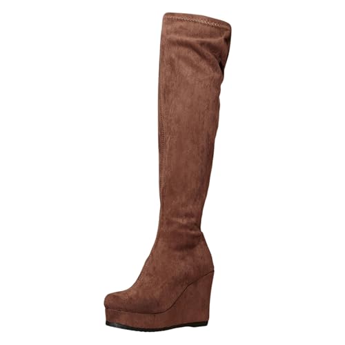 Baiomawzh Stiefel Damen Mit Absatz Keilabsatz Kniehohe Stiefel Winter Knee High Boots Winterstiefel Elegant Mit Absatz Overknees Stiefel Flach Weitschaftstiefel Overknee Stiefel Trachtenstiefel von Baiomawzh
