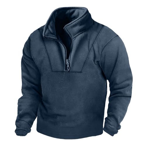 Half Zip Pullover Herren Half Zip Warme Atmungsaktiv Pulli Leicht Fleece Sweatshirt Sport Sweater Vintage Arbeitspullover Baumwolle Casual Pullover Thermo Winter Pullis von Baiomawzh