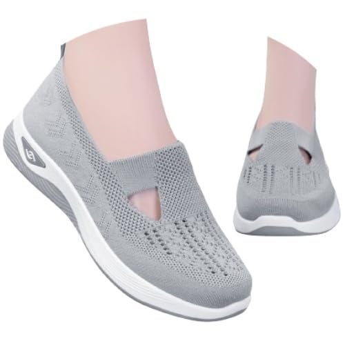 Orthopädische Schuhe Damen Walkingschuhe mit Dämpfung Sommer Leicht Sommerschuhe Bequem Weite H Krankenschwester Schuhe Atmungsaktives Vermascht Wanderschuhe Memory Schaum Sneaker Sandalen von Baiomawzh