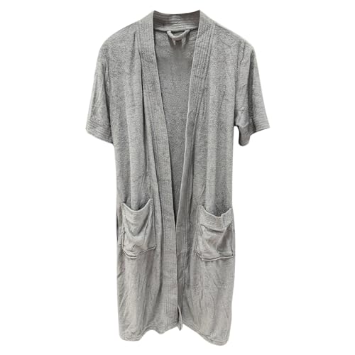 Sauna Bademantel Herren Casual Kurzarm Bathrobe Dünner Lang Morgenmantel Knielang Leicht Bademantel Unisex Weiße Slim Fit Elegant Vintage Nachtwäsche Bademäntel Robe von Baiomawzh