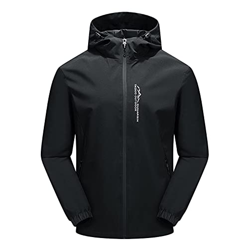 Softshelljacke Für Herren Dünn Sport Softshelljacke 3 in 1 mit Taschen Übergangsjacke Wasserdicht Faltbar Outdoor Jacken Atmungsaktiv Fahrradjacke Weit Leichte Regenjacke mit Kapuze 5XL Raincoat von Baiomawzh