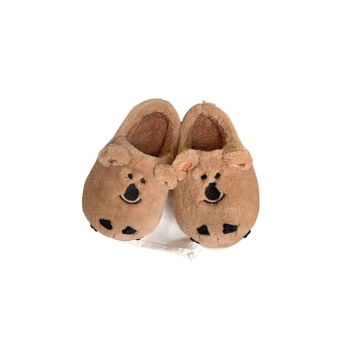 Baisacrafts Herren Ugg Hausschuhe Schlafzimmer und Zuhause Wärme Baumwolle Hausschuhe Winter Weich und Niedlich Kleiner Bär Baotou Weiche Sohle Baumwollschuhe, einfarbig, 44/45 EU von Baisacrafts