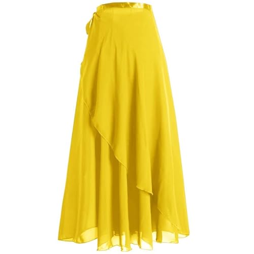 Baisdan Damen Rock Länge Chiffon Tanz Klassischer Tango Modern Ballsaal Rock Gelb, gelb, One size von Baisdan