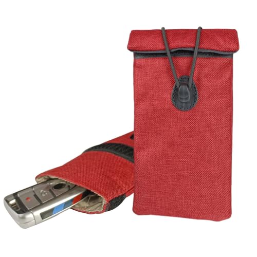 Baisirui Keyless Go Schutz Autoschlüssel Box mit Velcro Tape, Autoschlüssel Schutz Keyless Tasche blockiert Funkfrequenzen für Autos (rot) von Baisirui