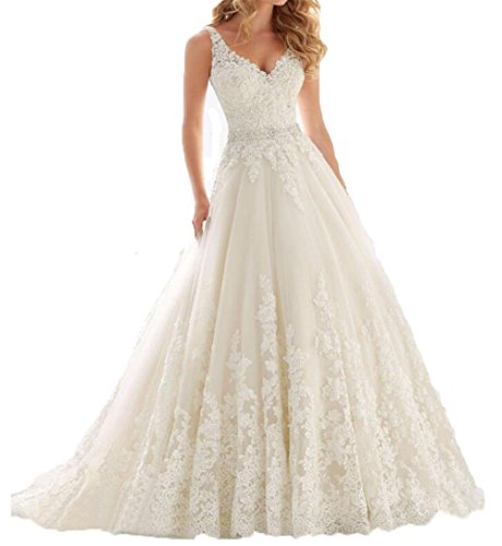 Baixia A-Linie Spitze Applique Hochzeitskleid Braut Ballkleider Elfenbein 38 von Baixia