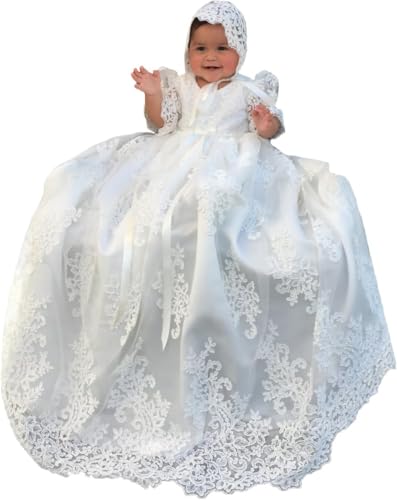 Baixirida: Lange Weiße Spitze Taufkleider für Baby Mädchen, Opulenter Garten, 9 Monate von Baixirida