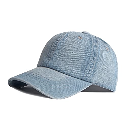 Unisex Baseball Cap Mütze Kappe Hut Jeans Sonnenhut Schirmmütze Hip Hop Cap Verstellbar Basecap Metallclip Sommerhut für Damen Herren Mädchen Jungen Hellblau von Baiyee