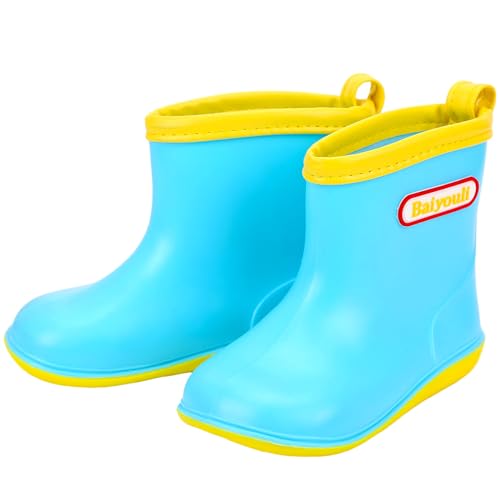 Baiyouli Kleinkinder Gummistiefel Wasserdicht Rutschfest Regenschuhe Leicht Weicher Regenstiefel für Kinder Mädchen Jungen 1–6 Jahre,Blau,Herstellergröße 17, 25/26 EU von Baiyouli