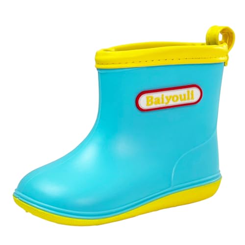 Baiyouli Kleinkinder Gummistiefel Wasserdicht Rutschfest Regenschuhe Leicht Weicher Regenstiefel für Kinder Mädchen Jungen 1–6 Jahre,Blau,Herstellergröße 18, 27 EU von Baiyouli