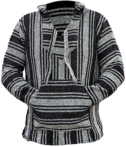 Del Mex Mexikanischer Baja Kapuzenpullover Hippie Surf Poncho Sweatshirt Pullover Jerga - Mehrfarbig - Medium von Baja Direct