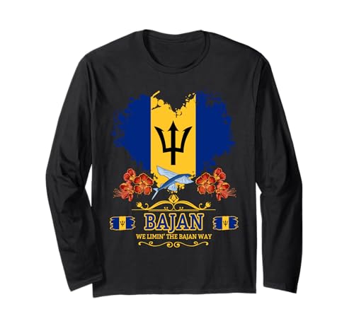 Barbados Flaggen-Outfit Idee für Frauen & Neuheit Bajanwurzeln Langarmshirt von Bajan Flag & Barbados Souvenir Ideas For Kids