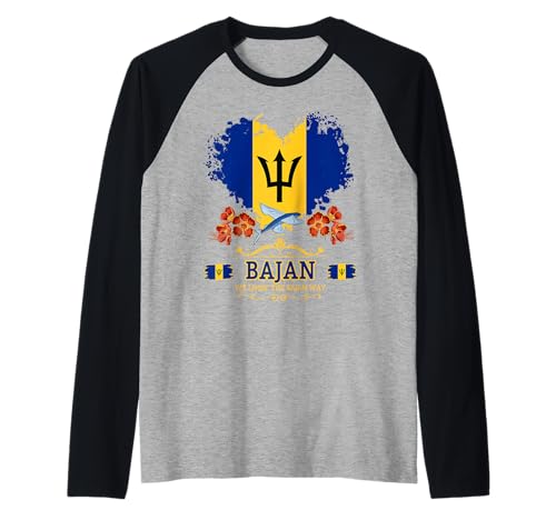 Barbados Flaggen-Outfit Idee für Frauen & Neuheit Bajanwurzeln Raglan von Bajan Flag & Barbados Souvenir Ideas For Kids