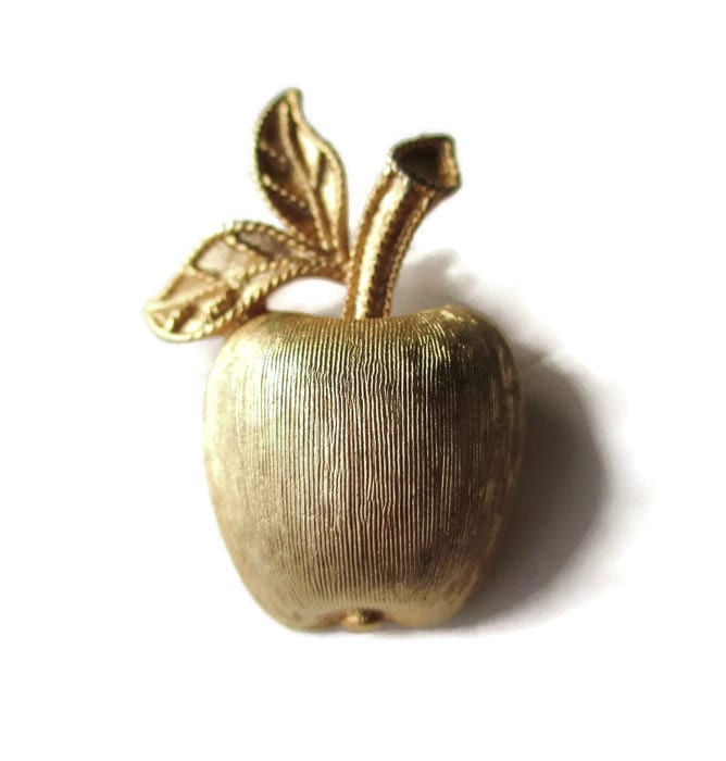 Jahrgang 1974 Unterzeichneten Avon Vergoldeten Apple Gebürstet Goldtone Pin von BajanLizard