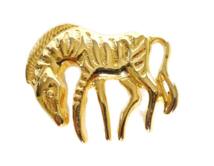 Weinlesegoldtone Zebra Figürliche Brosche von BajanLizard