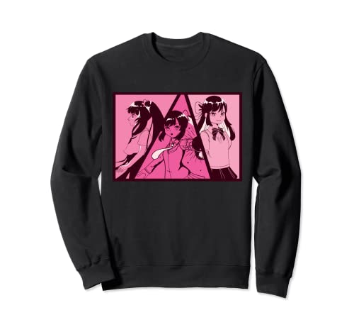 Anime Girls Face Pink Manga Motiv Japan Serien Merch Sweatshirt von Baka Kawaii Deko Design Idee