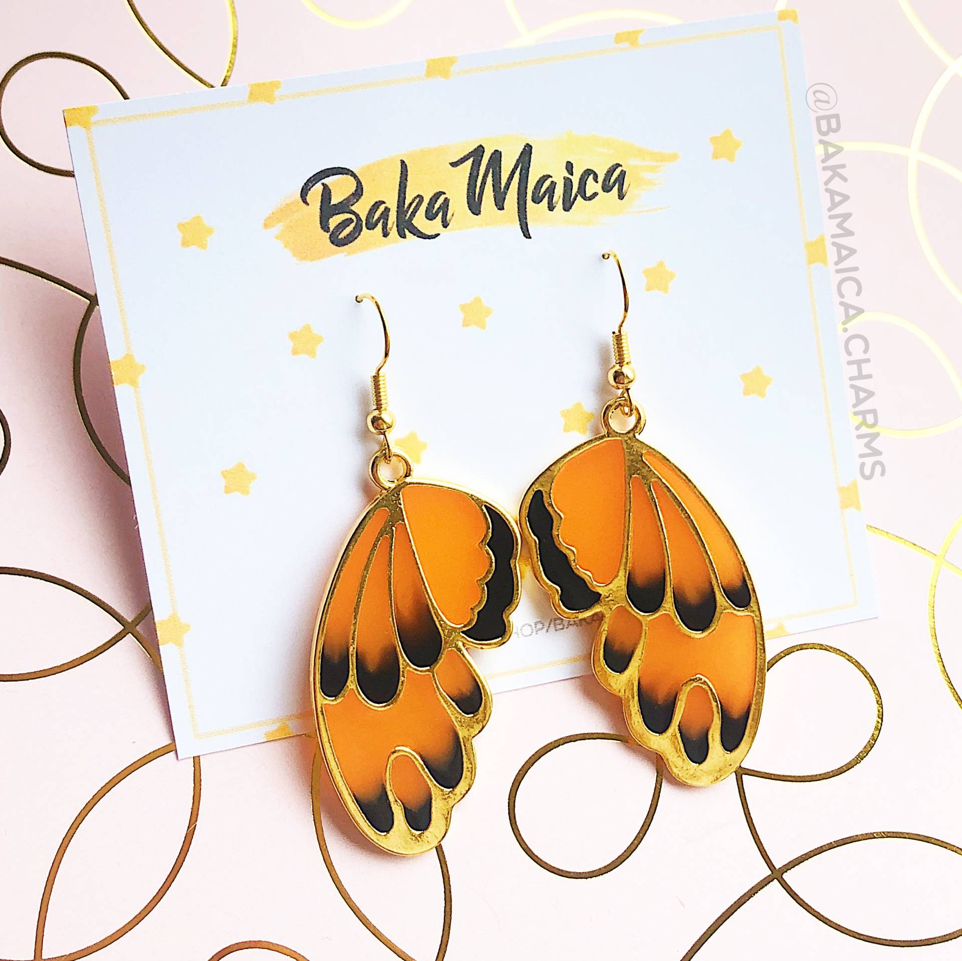 Monarchfalter Flügel Ohrringe || Gießharz von BakaMaica
