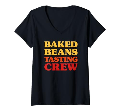 Damen Baked Beans I Love Baked Beans Lustiges Essen T-Shirt mit V-Ausschnitt von Baked Beans Tasting Crew Apparel Co