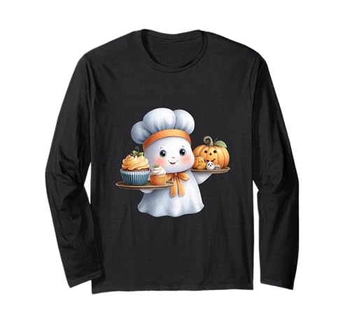 Cute Ghost Baker Halloween Chef Spooky Baking Men Women Langarmshirt von Baker Baking Lover
