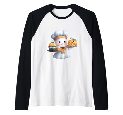 Cute Ghost Baker Halloween Chef Spooky Baking Men Women Raglan von Baker Baking Lover