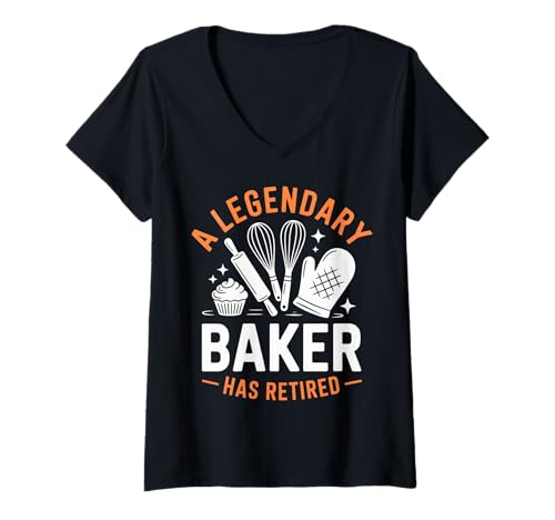 Damen Der legendäre Bäcker ist in den Ruhestand gegangen. Lustiger Konditor im Ruhestand T-Shirt mit V-Ausschnitt Damen Der legendäre Bäcker ist in den Ruhestand gegangen. Lustiger Konditor im Ruhestand T-Shirt mit V-Ausschnitt von Baker Retirement Funny Legend Pastry Chef Gifts