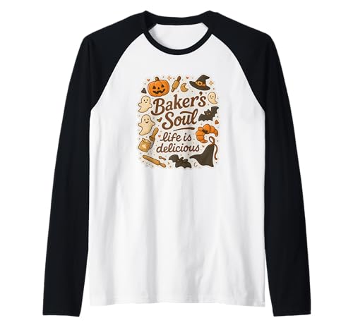 Baker's Soul Life Is Delicious Halloween-Bäckerei für Kinder Raglan von Baker's Soul Life Is Delicious Halloween Matching