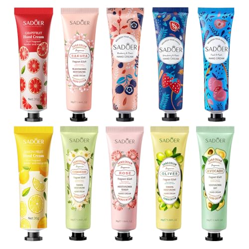 10er Pack Handcreme Feuchtigkeitsspendende Handlotion für jeden Tag Handcreme in Reisegröße Tiefenpflegend für trockene Hände Weihnachtsgeschenke zum Muttertag von BakerMiche
