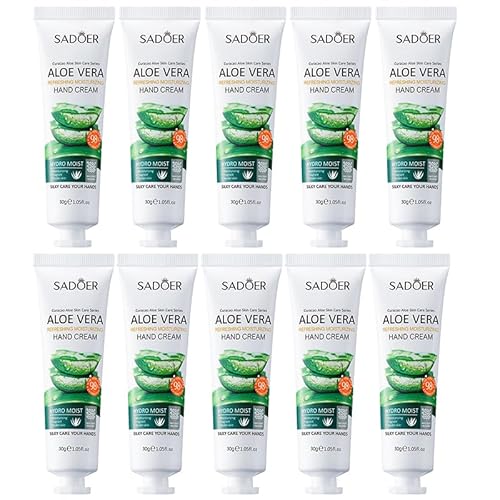 30 g x 10 Stück Aloe Vera Handcreme Feuchtigkeitsspendende Handlotion Pflegende Handcreme in Reisegröße Set für alle Hauttypen geeignet von BakerMiche