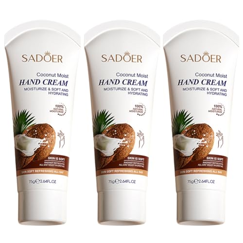 75 g x 3 Stück Feuchtigkeitsspendende Handcreme für trockene Hände Feuchtigkeitsspendende und nährende Handlotion Handcreme für die tägliche Pflege Nicht fettend Handcreme Set mit Fruchtduft von BakerMiche
