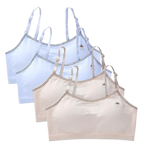 Sport BH für Mädchen gepolsterte Trainings BHS mit verstellbarem Träger 4 Stück 8–14 Jahre Mädchen Crop Tops Leichter Nahtloser Kinder Trainings BH von BakerMiche