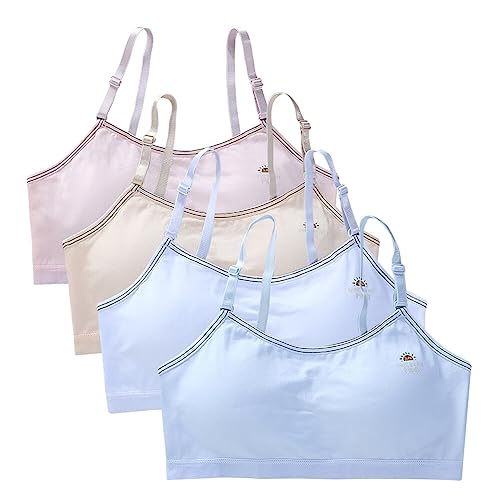 Sport BH für Mädchen gepolsterte Trainings BHS mit verstellbarem Träger 4 Stück 8–14 Jahre Mädchen Crop Tops Leichter Nahtloser Kinder Trainings BH von BakerMiche