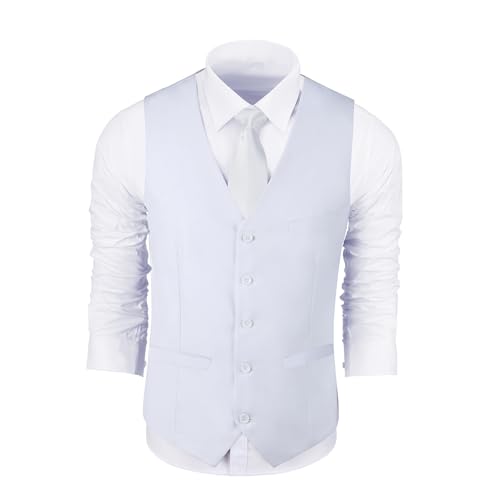 Bakerbear Herren-Anzugweste, V-Ausschnitt, lässiges Kleid für Herren, formelle Smoking, Hochzeit, Weste, Herrenweste, Weiss/opulenter Garten, Large von Bakerbear