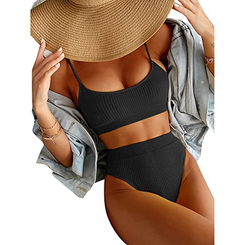 Damen Bikini Set High Waist Zweiteilige Neckholder Bademode Push Up Bikini Set Triangel-Bikini-Set Bademode Sportlich Zweiteiliger Zweiteiliger Badeanzug Swimsuit Chic Bikinihose Strandbikini von Bakermiche